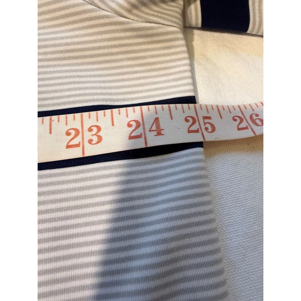 Adidas Golf Polo Shirt Mens XL Navy Blue White Striped Performance Short Sleeve